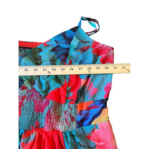 City Chic Maxi Hot Summer Days Floral Print Coral Sleeveless High-low Hemline M - Picture 10 of 15
